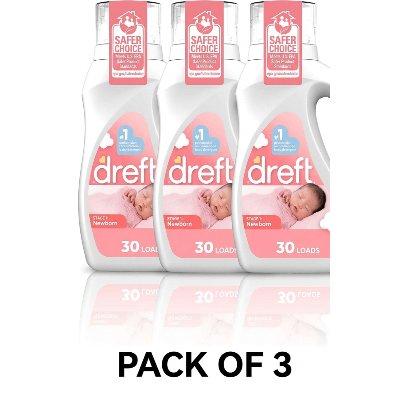 Dreft Stage 1 Newborn Baby Liquid Laundry Detergent, Gentle on Sensitive Skin, HE Compatible, 30 loads