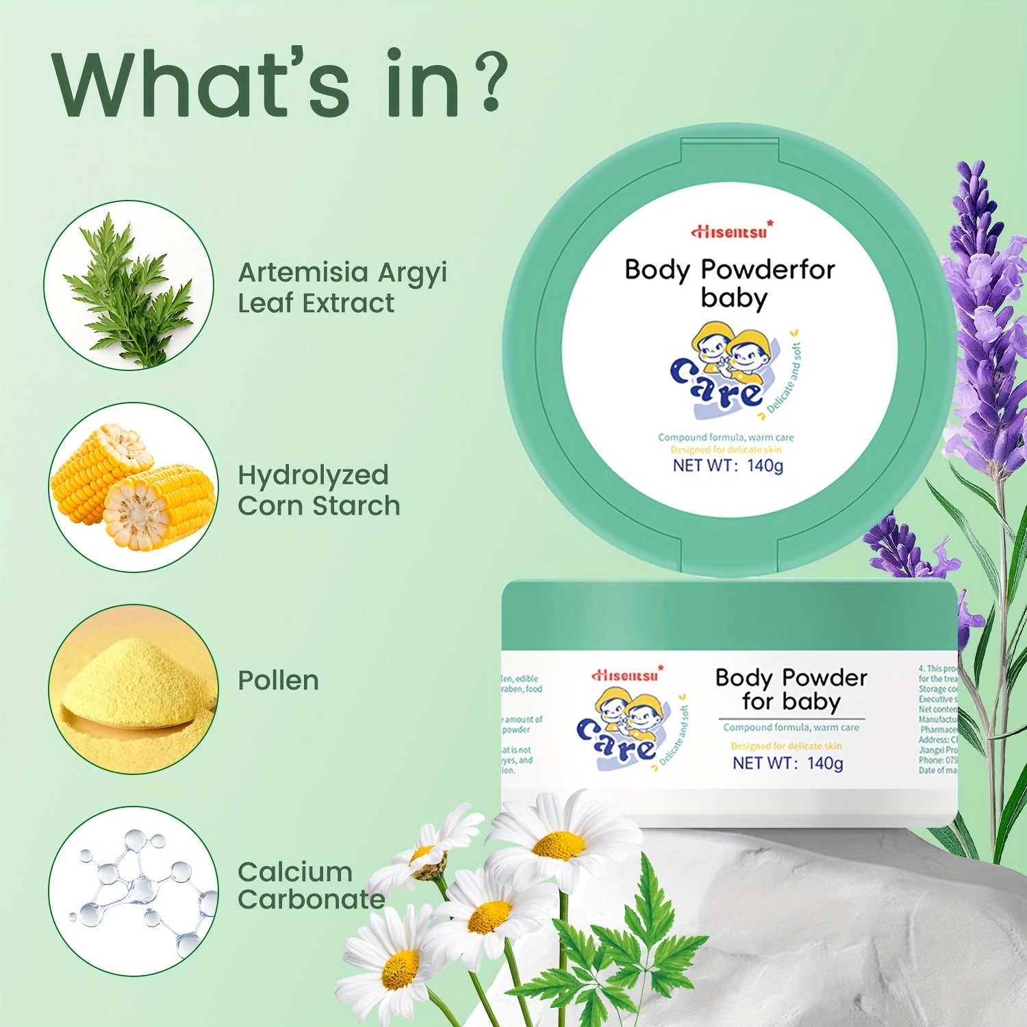 Baby Powder with a Puff, Made from Corn Starch And Free of Talc, Has a Fresh And Clean Scent, 140G\u002F4.938Oz