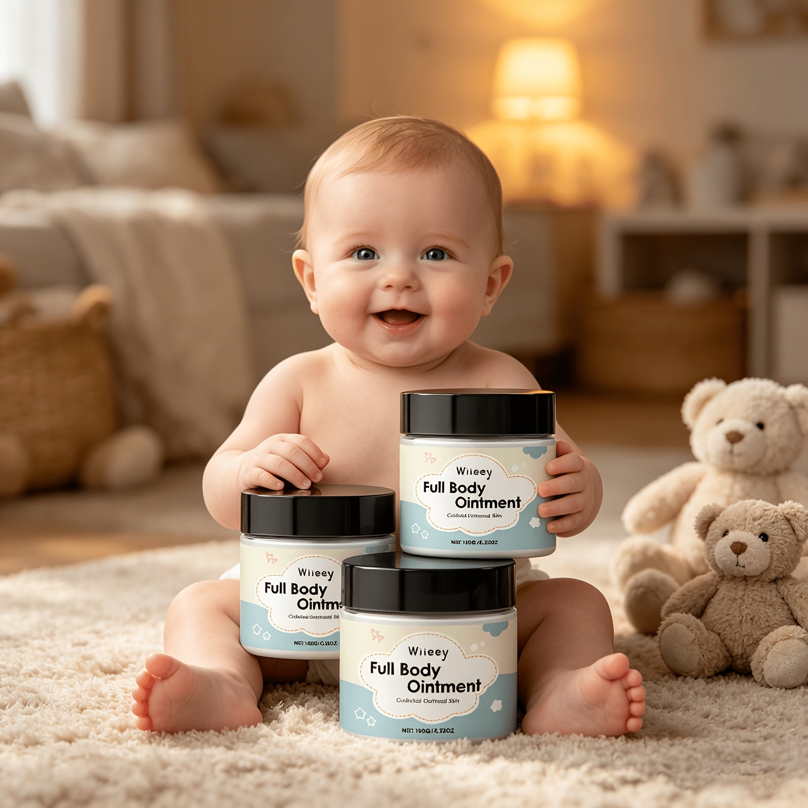 3pcs - Baby Body Cream, Gently Moisturizes The Body, Leaving It Hydrated And Not Dry, Softening The Skin And Giving It Elasticity. Suitable for All Skin Types. Local Warehouse, 100G